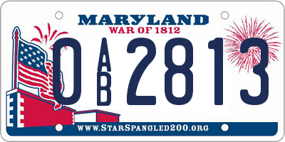 MD license plate 0AB2813