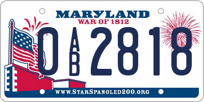 MD license plate 0AB2818