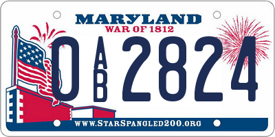 MD license plate 0AB2824