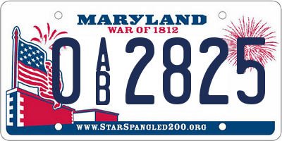 MD license plate 0AB2825