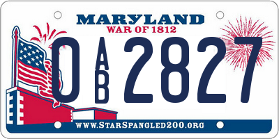 MD license plate 0AB2827