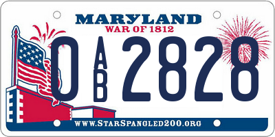 MD license plate 0AB2828