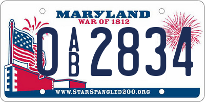 MD license plate 0AB2834