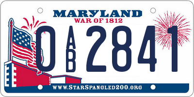 MD license plate 0AB2841