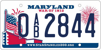 MD license plate 0AB2844