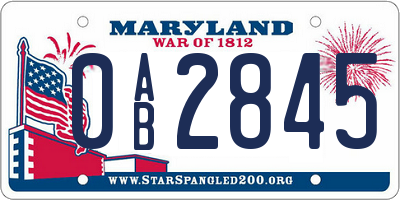 MD license plate 0AB2845