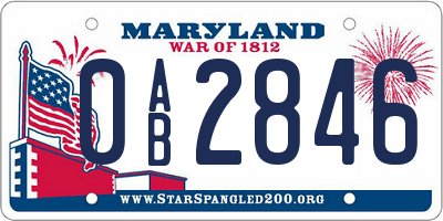 MD license plate 0AB2846