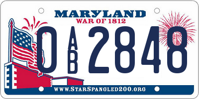 MD license plate 0AB2848