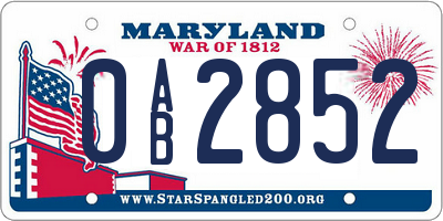 MD license plate 0AB2852