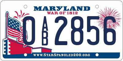 MD license plate 0AB2856
