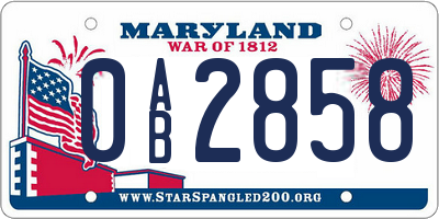 MD license plate 0AB2858