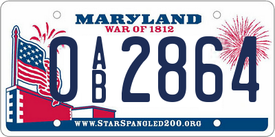 MD license plate 0AB2864