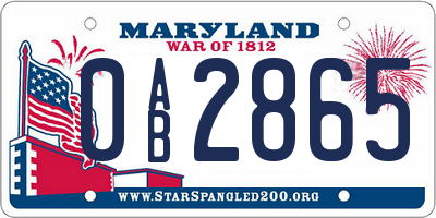 MD license plate 0AB2865