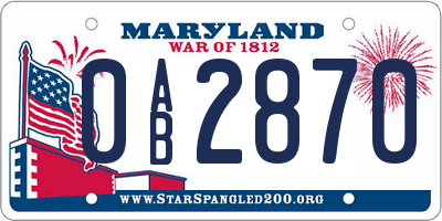 MD license plate 0AB2870