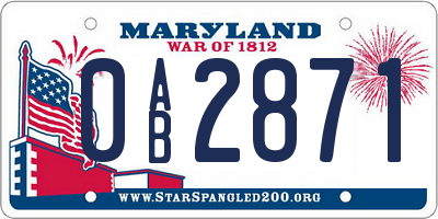 MD license plate 0AB2871