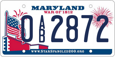 MD license plate 0AB2872