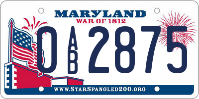 MD license plate 0AB2875