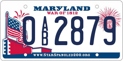 MD license plate 0AB2879