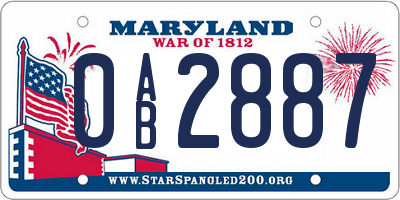 MD license plate 0AB2887
