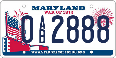 MD license plate 0AB2888
