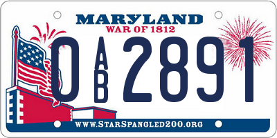 MD license plate 0AB2891