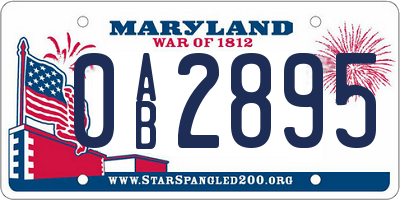 MD license plate 0AB2895