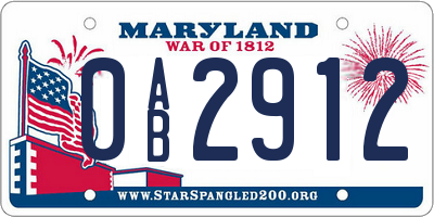 MD license plate 0AB2912