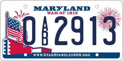 MD license plate 0AB2913