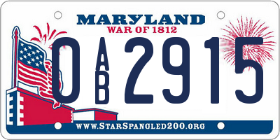MD license plate 0AB2915