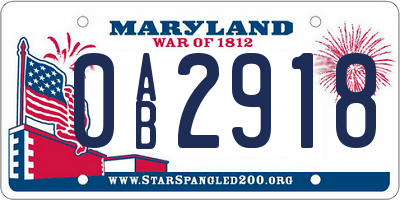 MD license plate 0AB2918