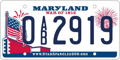 MD license plate 0AB2919