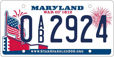 MD license plate 0AB2924