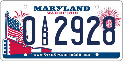 MD license plate 0AB2928