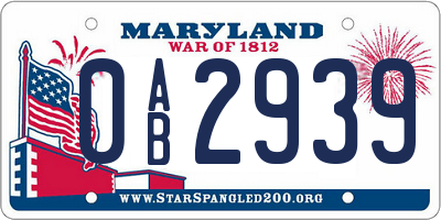 MD license plate 0AB2939