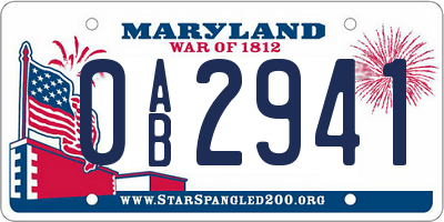 MD license plate 0AB2941