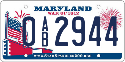 MD license plate 0AB2944
