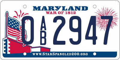 MD license plate 0AB2947