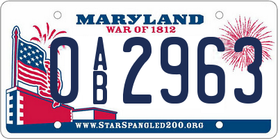 MD license plate 0AB2963
