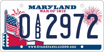 MD license plate 0AB2972