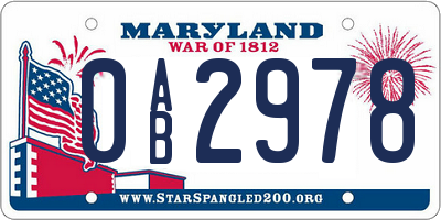 MD license plate 0AB2978