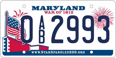 MD license plate 0AB2993