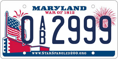 MD license plate 0AB2999