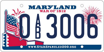 MD license plate 0AB3006