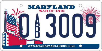 MD license plate 0AB3009