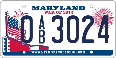 MD license plate 0AB3024