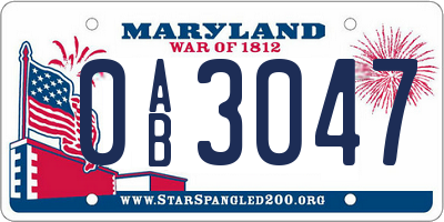 MD license plate 0AB3047