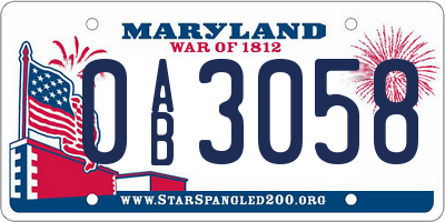 MD license plate 0AB3058