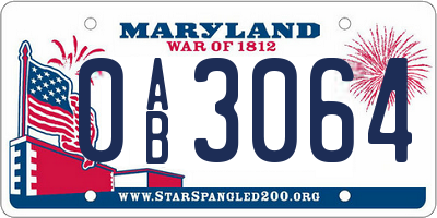 MD license plate 0AB3064