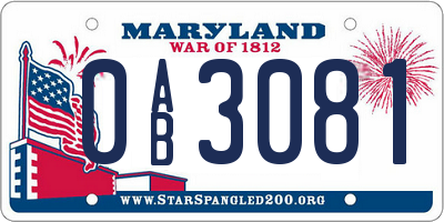 MD license plate 0AB3081