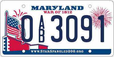 MD license plate 0AB3091
